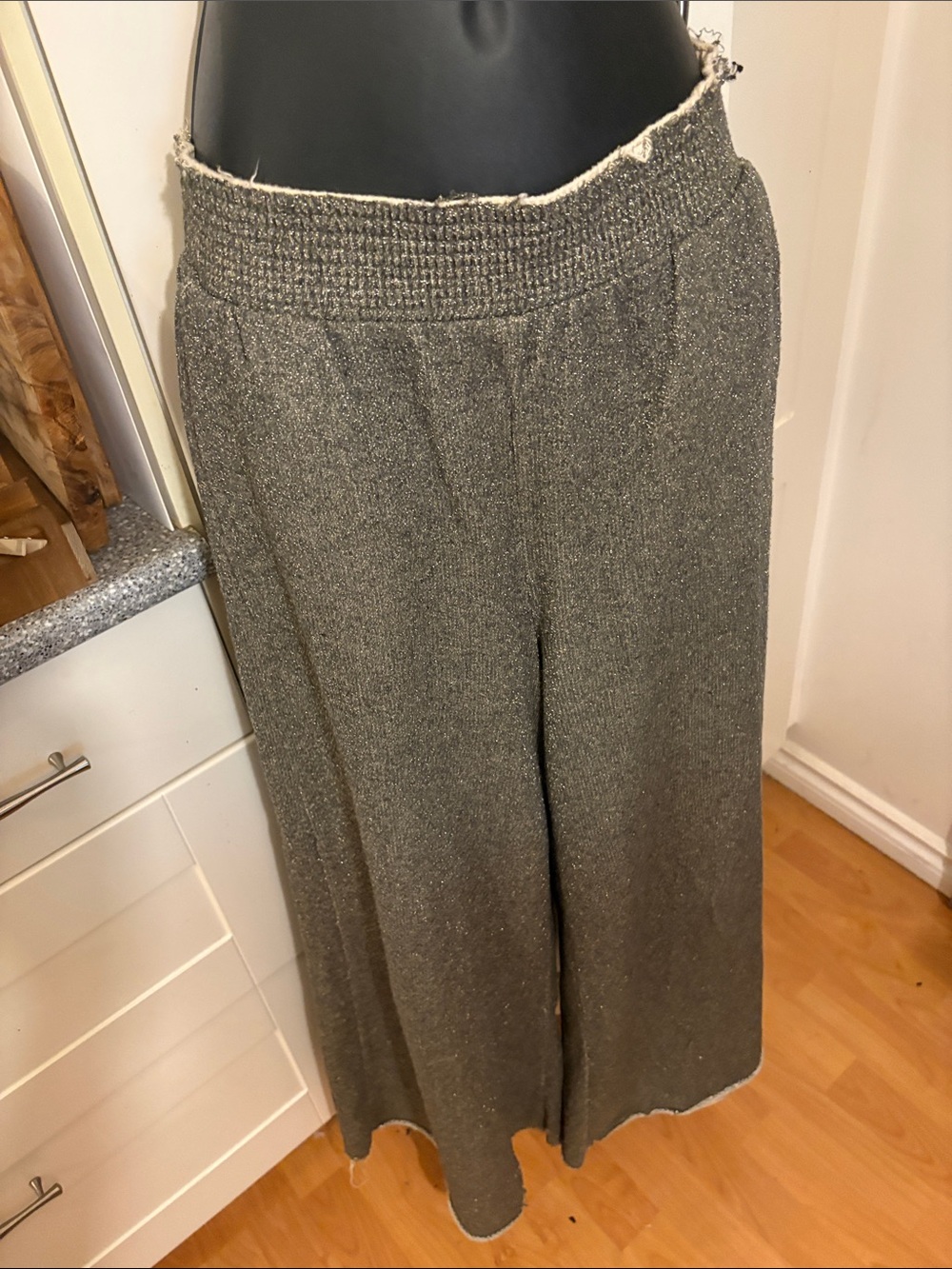 Wide Leg Metallic Moss Knit Pants